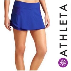 Athleta Bustle Skort Blue Layered Mesh Shorts Small Tennis Golf Running